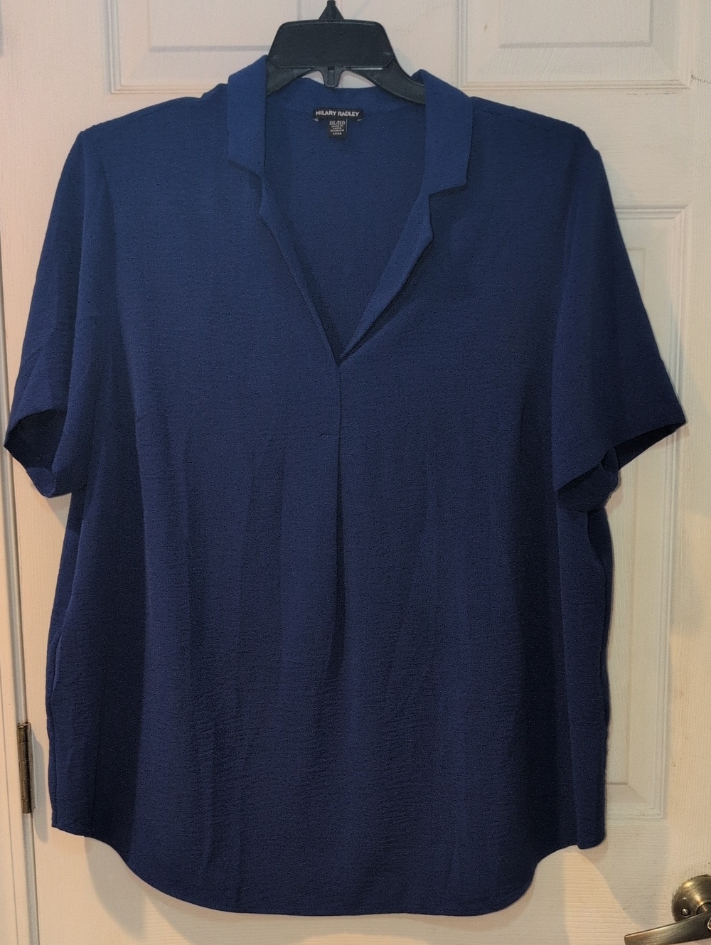 Hilary Radley Blue Short-Sleeve V-Neck Blouse